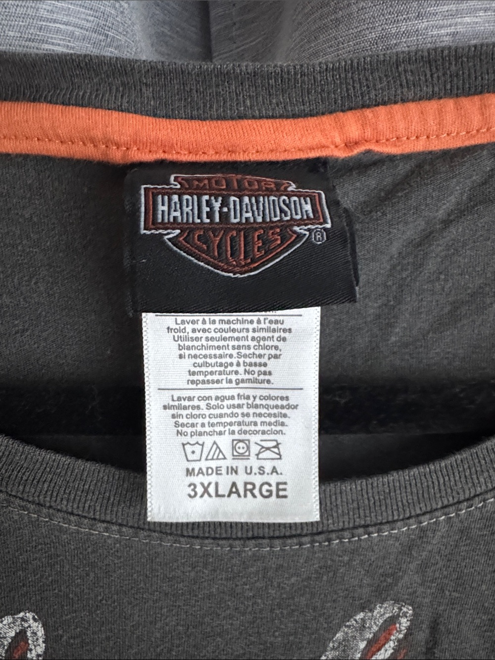 Harley-Davidson Gray Short Sleeve Tee with Orange Accents - Picture 2 of 5